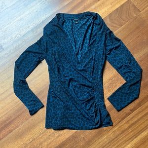 Ann Taylor blue cheetah print blouse